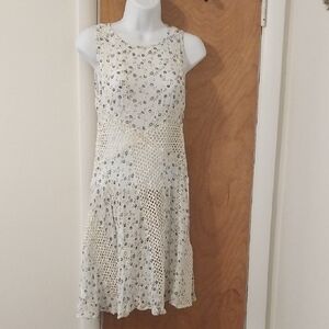 Floral Sleeveless Cream Dress